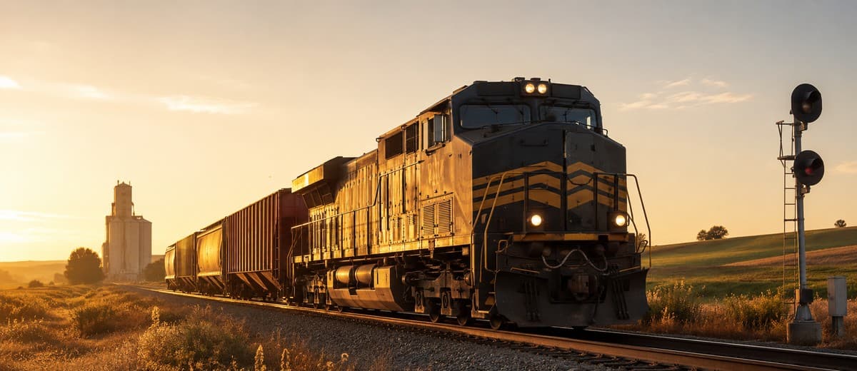 A short line railroad at golden hour